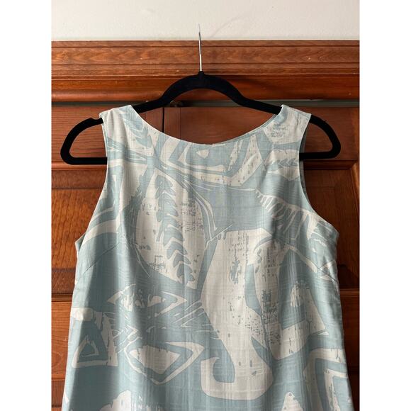 Kai Women's Hawaiian Crewneck Sheath Dress Sleeveless Light Blue Printed Size XS - Picture 2 of 7